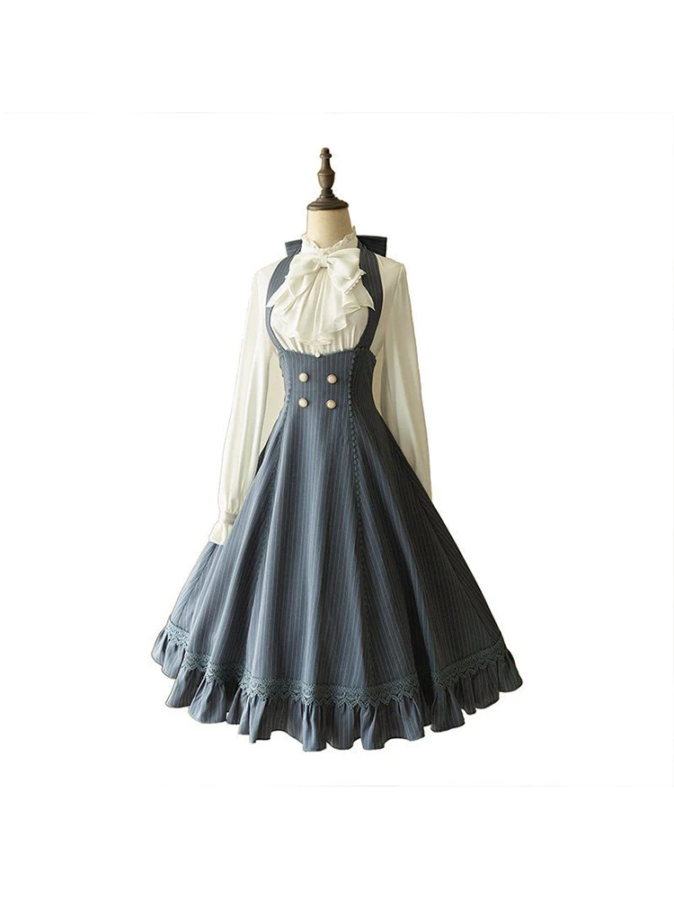 2023 Spring Elegant Vintage 2 Piece Set Women Bow Tie Long Sleeves Shirts + Striped Pleated Dresses Two Piece Dress Set Outfits
2023 Spring Elegant Vintage 2 Piece Set Women Bow Tie Long Sleeves Shirts + Striped Pleated Dresses Two Piece Dress Set Outfits