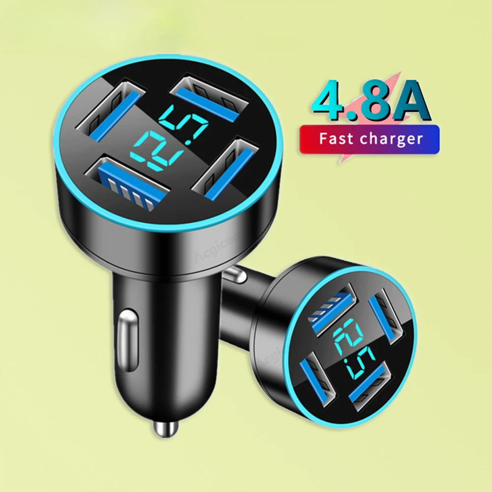 4.8A 5V 4 Ports USB Fast Charging Car Charger LED Digital Display For iPhone 13 14 Pro Xiaomi 13 Samsung Huawei P30 Quick Charge
4.8A 5V 4 Ports USB Fast Charging Car Charger LED Digital Display For iPhone 13 14 Pro Xiaomi 13 Samsung Huawei P30 Quick Charge