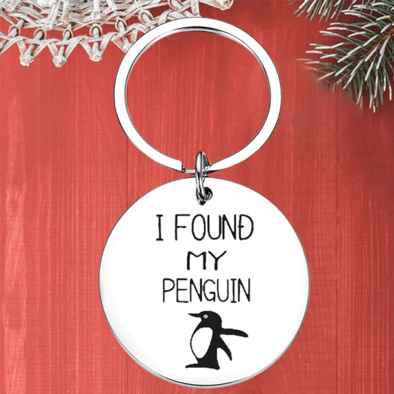 

Metal I Found My Penguin Couple Keychain Pendant Penguin Lover Gift Key Chains Boyfriend Girlfriend Gifts