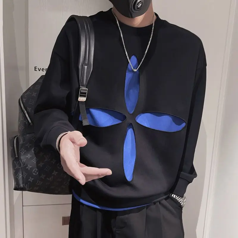 

2024 Elegant Fashion Harajuku All Match Outerwear Casual Slim Fit T-shirts Insert O Neck Long Sleeve Sweatshirt Fake Two Pieces