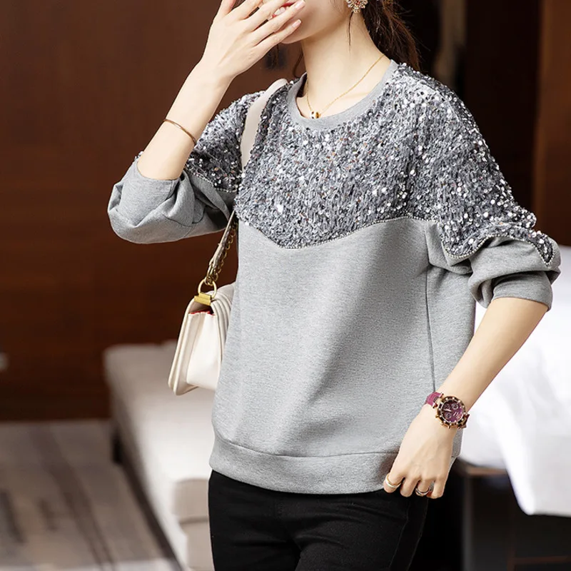 #4727 Black Gray Sweatshirts Women Split Joint Sequins Streetwear Pullover Hoodies Sweatshirts Women Batwing Sleeve Loose Autumn
#4727 Black Gray Sweatshirts Women Split Joint Sequins Streetwear Pullover Hoodies Sweatshirts Women Batwing Sleeve Loose Autumn