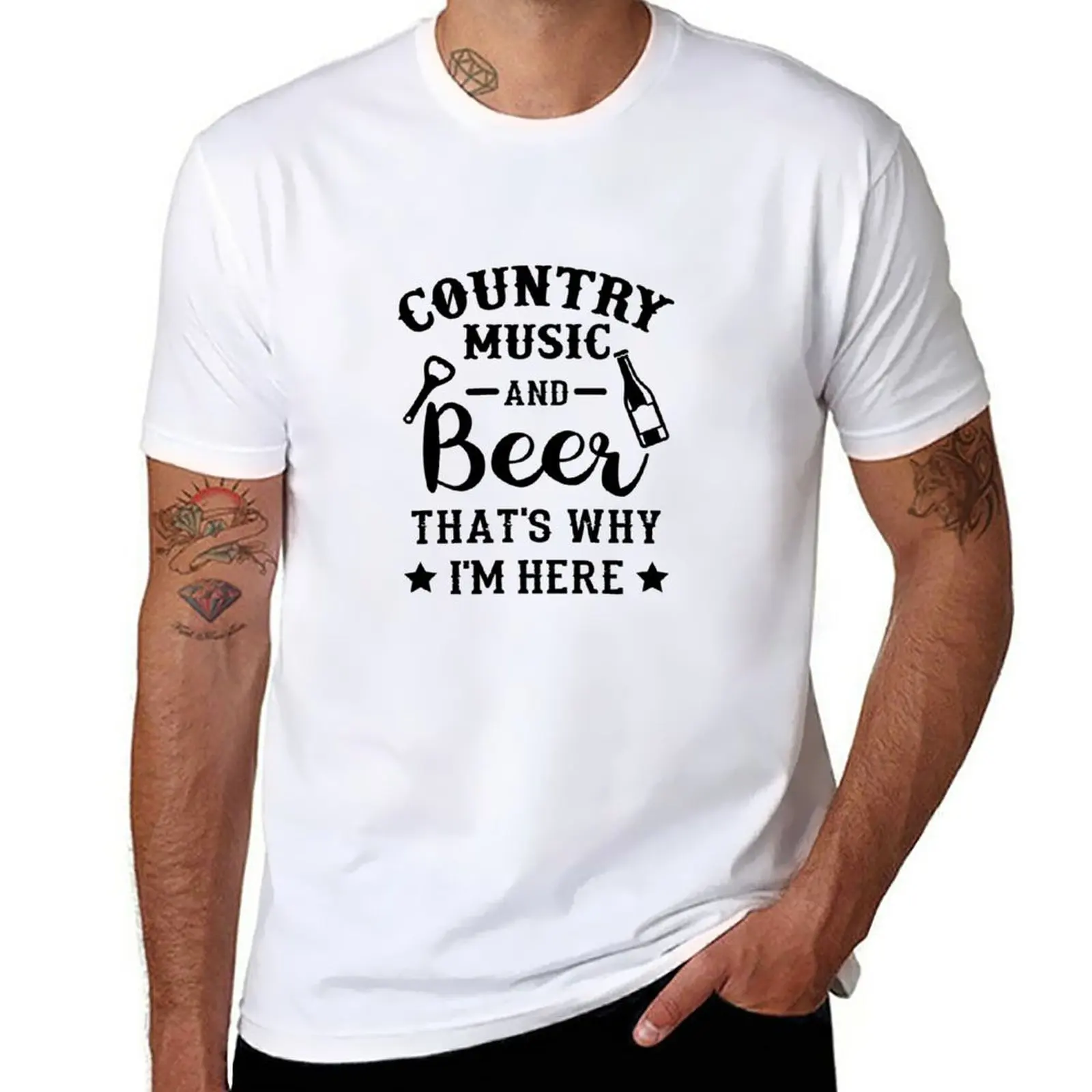 

New Country Music And Beer That's Why I'm Here Funny Beer Lover T-Shirt sweat shirts heavyweight t shirts for men