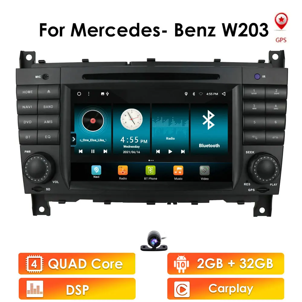 Автомобильный мультимедийный DVD-плеер на Android 10 DSP для Mercedes Benz C-Class CLC W203 C180 C200 CLK W209, радио-навигация, стерео
Автомобильный мультимедийный DVD-плеер на Android 10 DSP для Mercedes Benz C-Class CLC W203 C180 C200 CLK W209, радио-навигация, стерео