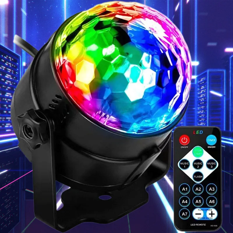 

Sound Activated Rotating Disco Light Colorful LED Stage Light 3W RGB Laser Projector Lamp DJ Party Light for Home KTV Bar Xmas