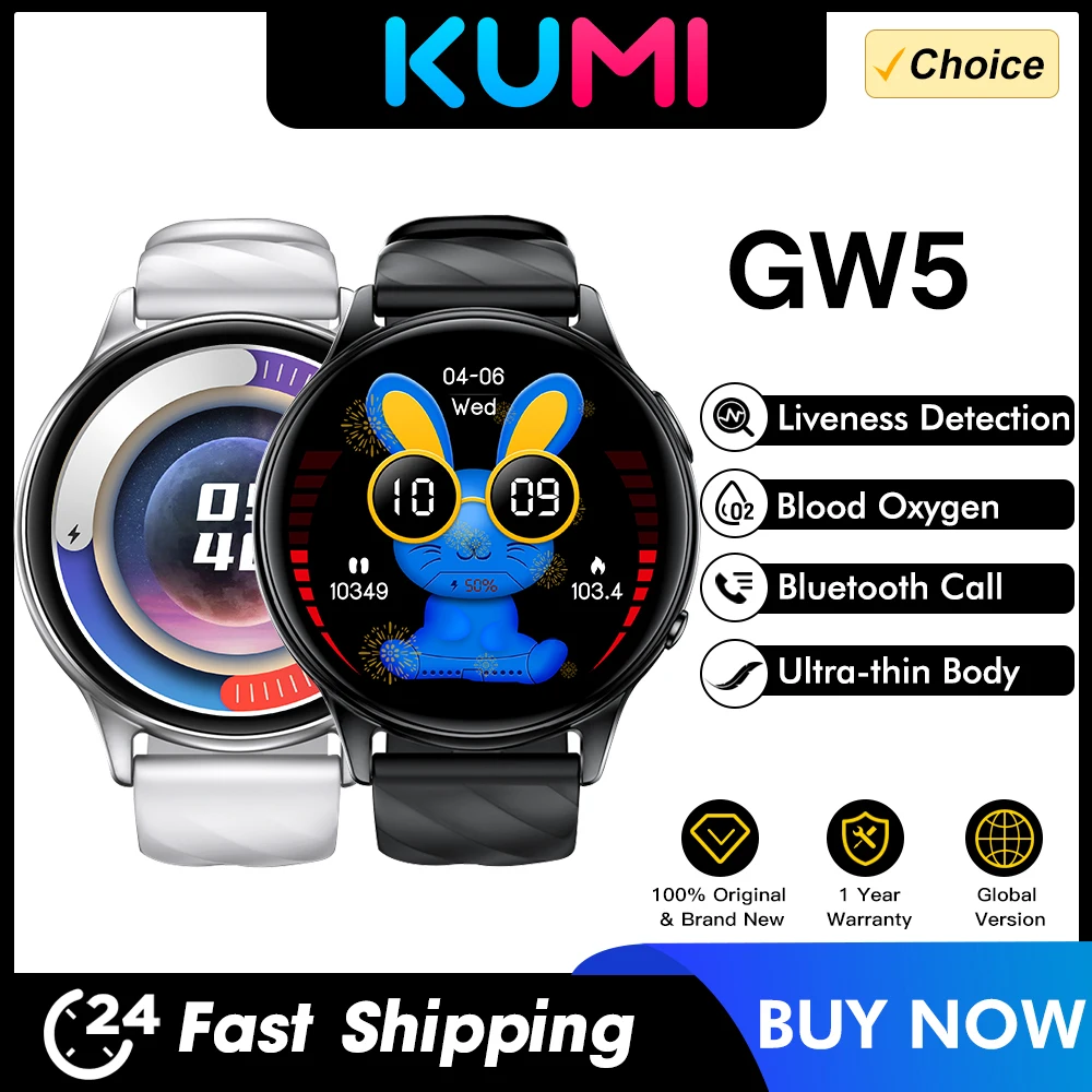 

KUMI GW5 Smart Watch 1.39 inch NFC Bluetooth 5.2 100+ Sport Waterproof IP68 Heart Rate Blood Pressure Oxygen Monitor FOR Sports