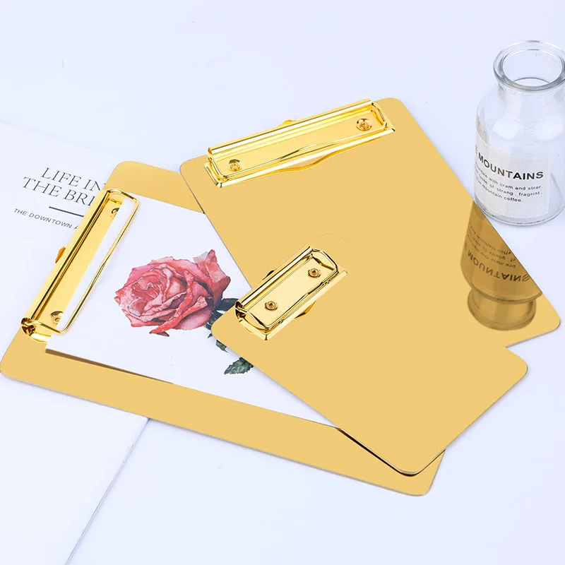 

Golden Stainless Steel Document Splint Writing Board Clip Metal Point Menu Clip Restaurant Data Organizing Clip Single Clipboard