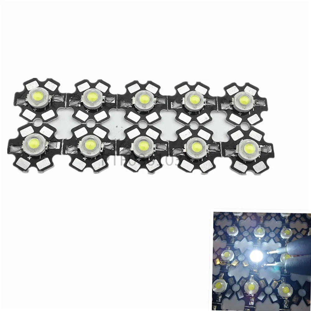 

10PCS 1W 3W High Power cool/warm white 3500k 4500k 6500k 10000k 20000k-30000k LED Chip + 20mm star pcb