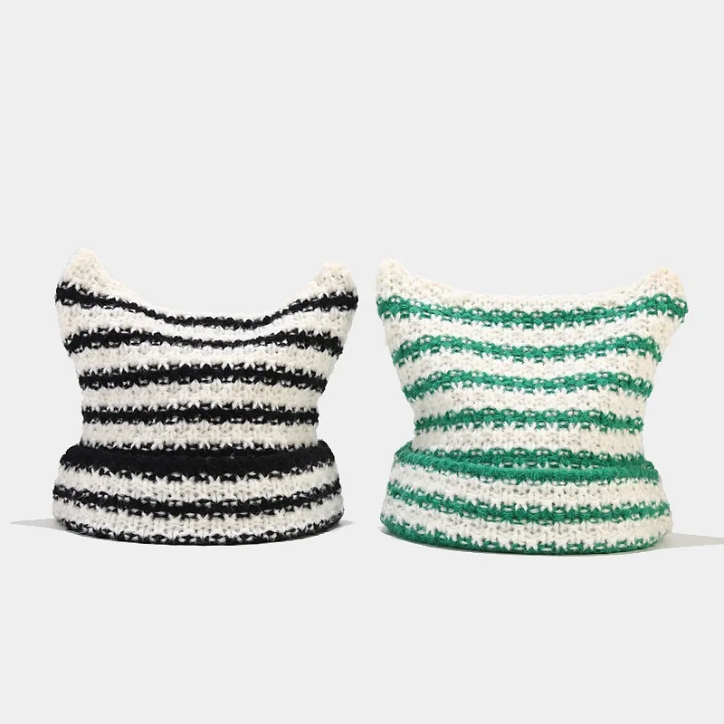 Winter Lovely Cat Ear Tip hat women lovely new small hat Japanese hat in the small devil striped knitted wool hat autumn
Winter Lovely Cat Ear Tip hat women lovely new small hat Japanese hat in the small devil striped knitted wool hat autumn