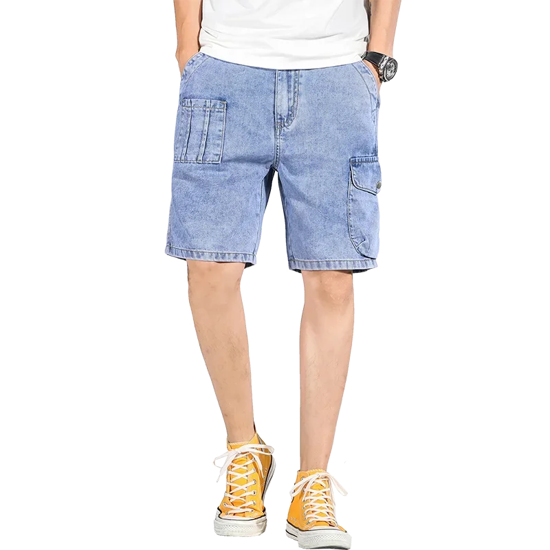 

Denim Shorts Mens Big Size 5XL 6xl 7xl Washed Short Half Pant Knee Length Large Loose Bermuda Male Plus Blue Short Jeans Men