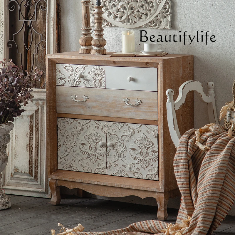 American-Style Solid Wood Chest of Drawers Household Vintage Engraving Hallway Curio Cabinet
American-Style Solid Wood Chest of Drawers Household Vintage Engraving Hallway Curio Cabinet