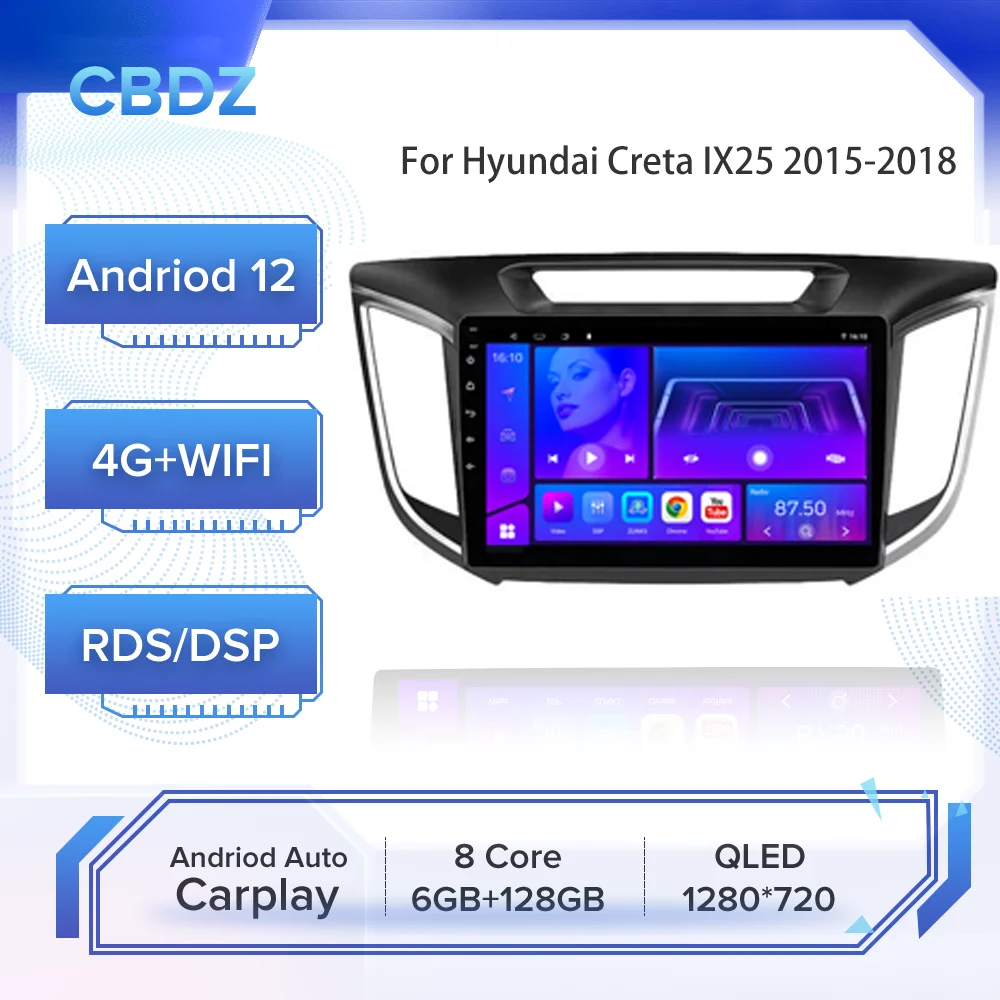 Car Radio for Hyundai Creta IX25 2015-2018 Android Auto 4G WIFI Carplay GPS Navigation No DVD Player
Car Radio for Hyundai Creta IX25 2015-2018 Android Auto 4G WIFI Carplay GPS Navigation No DVD Player