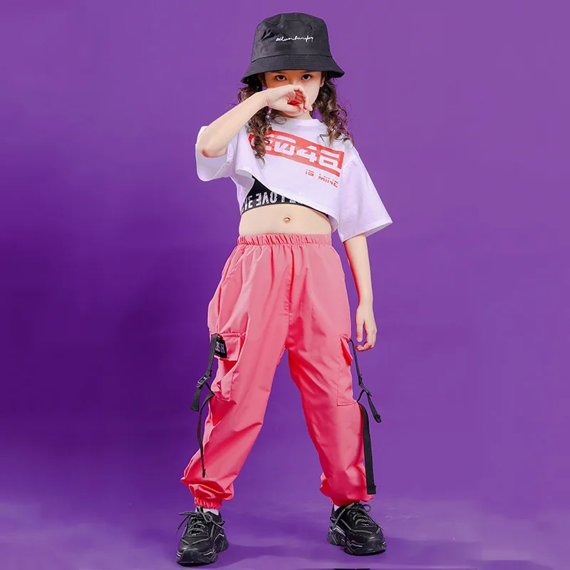 

Модная футболка и штаны, жилет, Детская Одежда для танцев в стиле хип-хоп, костюмы для бальных комнат для девочек, Одежда для танцев, сценические наряды, уличная танцевальная одежда