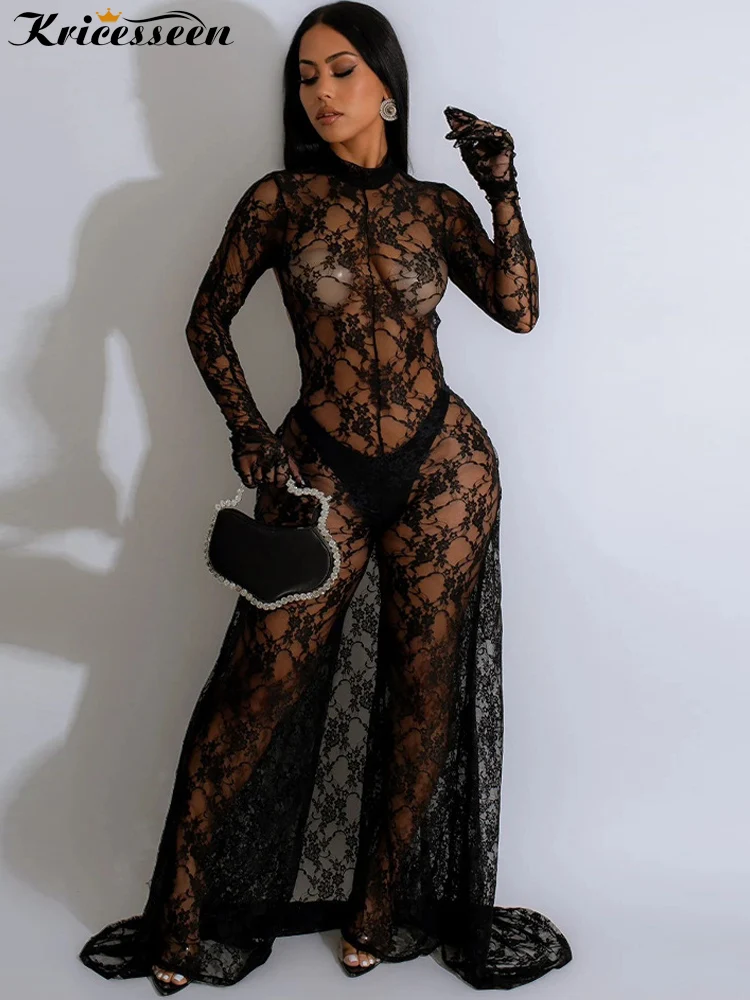 Kricesseen Beautiful See-Through Tie-Back Lace Jumpsuits For Women Long Sleeve Hollow Out Cape Jumpsuits Rompers Night Out Wear
Kricesseen Beautiful See-Through Tie-Back Lace Jumpsuits For Women Long Sleeve Hollow Out Cape Jumpsuits Rompers Night Out Wear