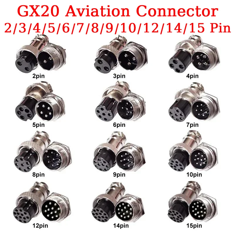 5/10/100Set GX20 Nut Type 2 3 4 5 6 7 8 9 10 12 14 15 Pin Male Female Lc Cable Aviator Aviation Circular Connector Plug Socket
5/10/100Set GX20 Nut Type 2 3 4 5 6 7 8 9 10 12 14 15 Pin Male Female Lc Cable Aviator Aviation Circular Connector Plug Socket