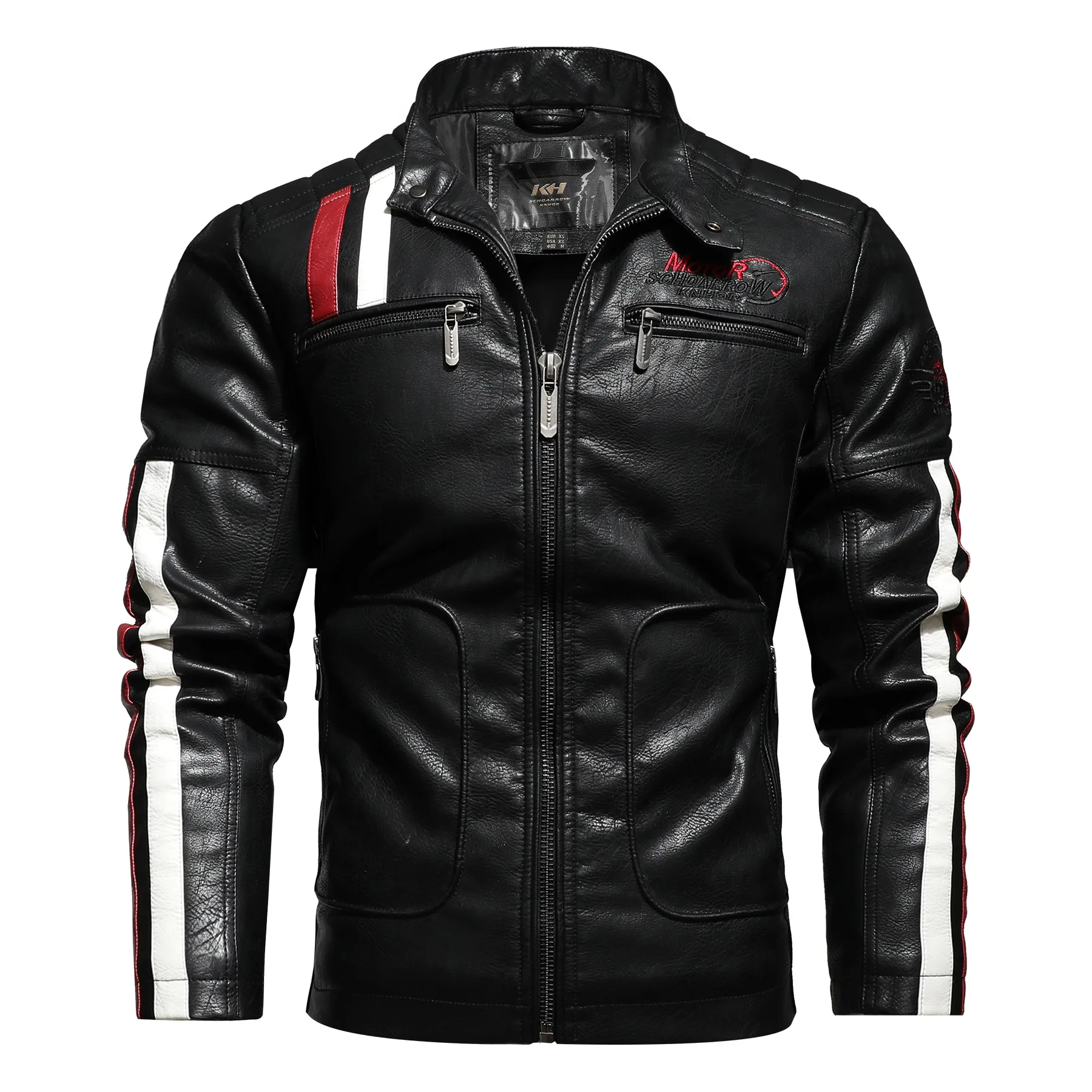 Leather Men's Racing Jacket With Cotton And Thickened Motorcycle Jacket, Fashionable And Versatile With Color Stripes, Autumn An
Leather Men's Racing Jacket With Cotton And Thickened Motorcycle Jacket, Fashionable And Versatile With Color Stripes, Autumn An