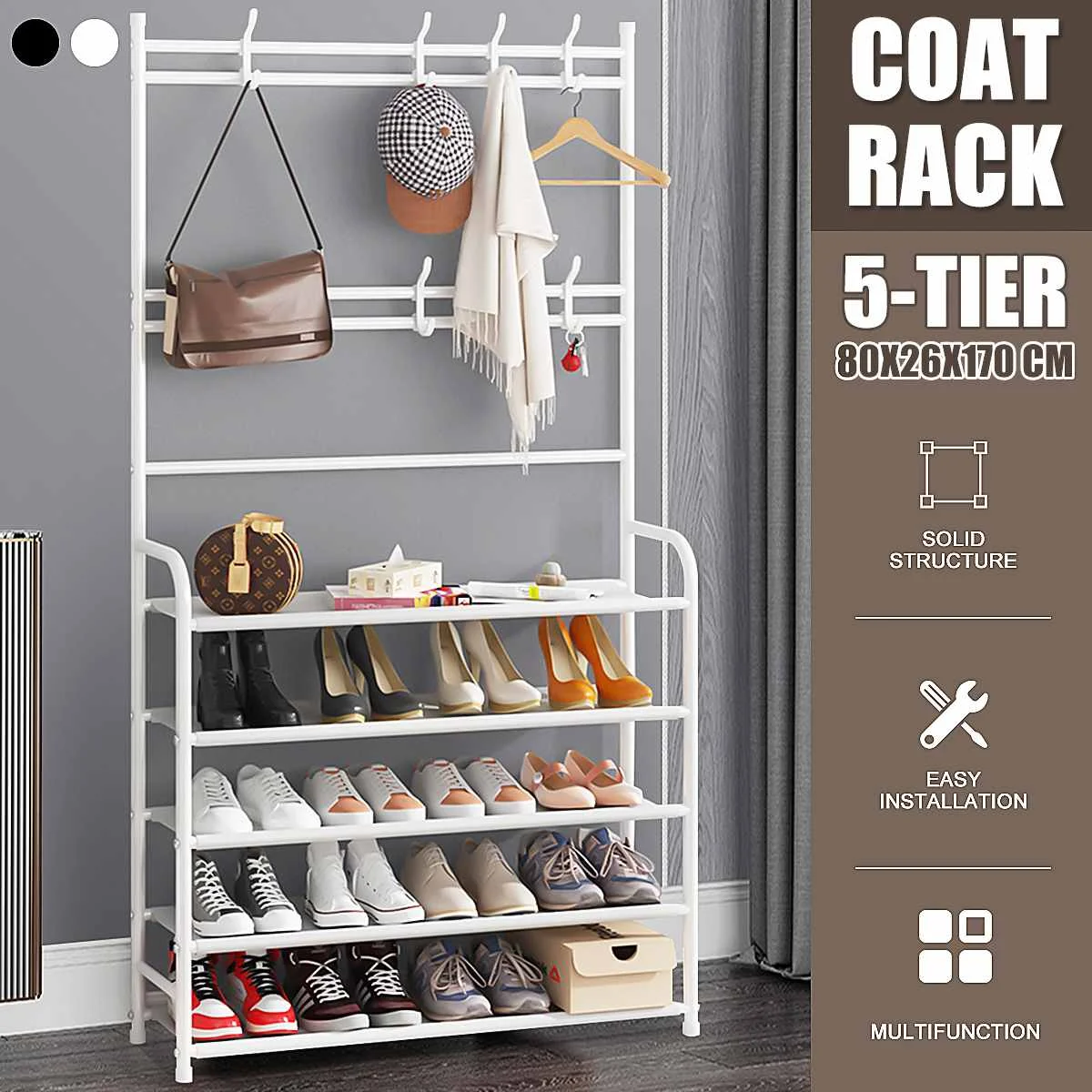 5 Tiers Coat Rack Shoe Rack Wall For Clothes Floor Hanger Clothes Garment Hanging Storage Wardrobe Coat Shelf Furniture For Home
5 Tiers Coat Rack Shoe Rack Wall For Clothes Floor Hanger Clothes Garment Hanging Storage Wardrobe Coat Shelf Furniture For Home