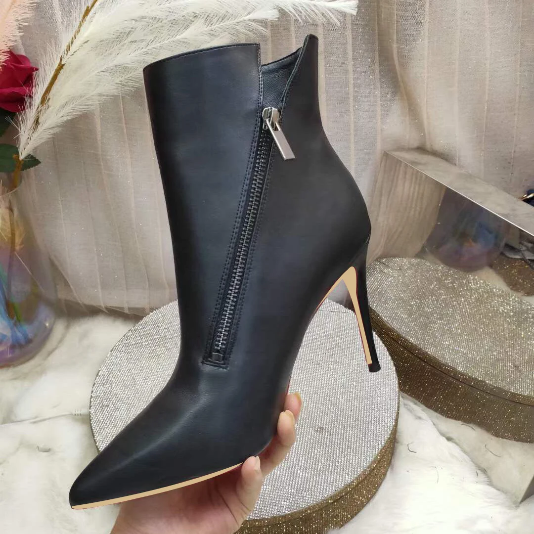 Genuine Leather Black Thin High Heels Ankle Boots For Women Suede Fashion Zipper Sexy Ladies Shoes Comfortable Pointed Toe
Genuine Leather Black Thin High Heels Ankle Boots For Women Suede Fashion Zipper Sexy Ladies Shoes Comfortable Pointed Toe
