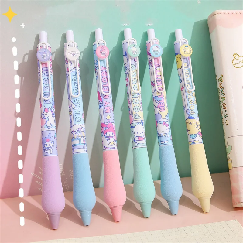 

24pcs/lot Sanrio Melody Cinnamoroll Cat Press Gel Pen Cute 0.5mm Black Ink Signature Pens Promotional Gift Office School Supply