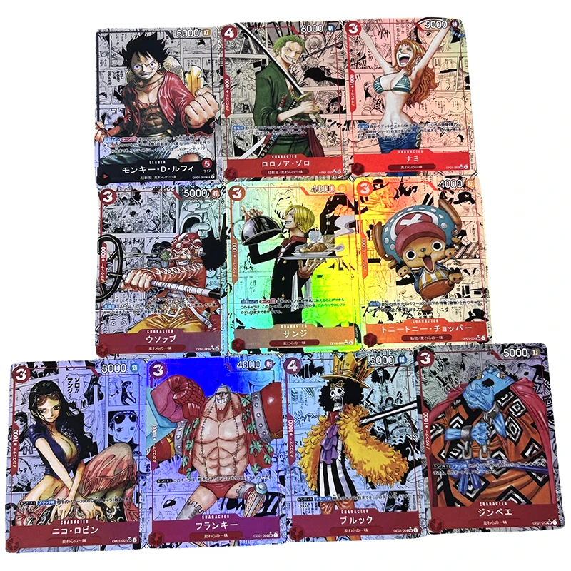 

10 шт./Набор Diy самодельные Opcg One Piece Nami Luffy Robin аниме персонажи Бронзирующая коллекция Flash Card игрушки Рождественский подарок