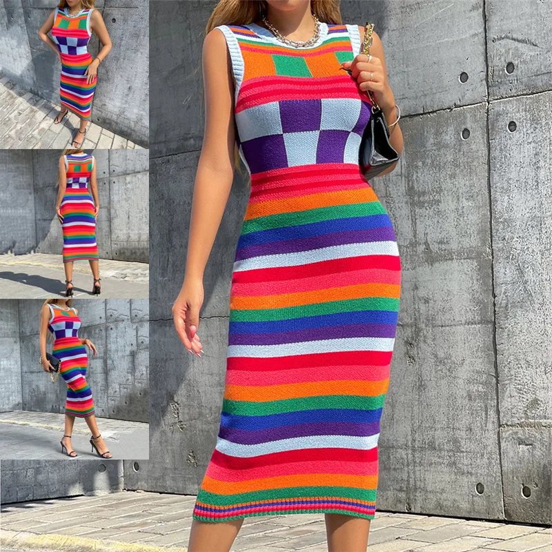 2024 Autumn&Winter Sexy Street Photography Fashion Sleeveless Color Plaid Long Slim-Fit Package Hip Knitted Off Shoulder Dresses
2024 Autumn&Winter Sexy Street Photography Fashion Sleeveless Color Plaid Long Slim-Fit Package Hip Knitted Off Shoulder Dresses