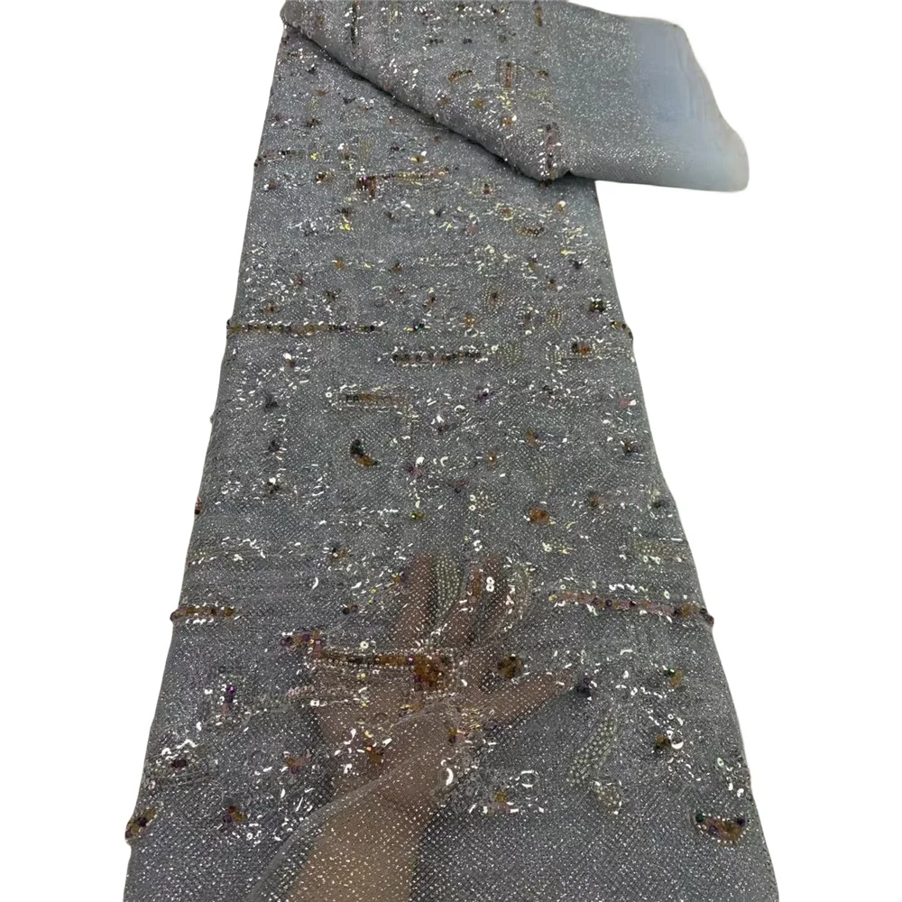 

Африканская вышитая бисером французская кружевная ткань для свадебного платья Женский высококачественный тюль с блестками сетчатый материал для шитья