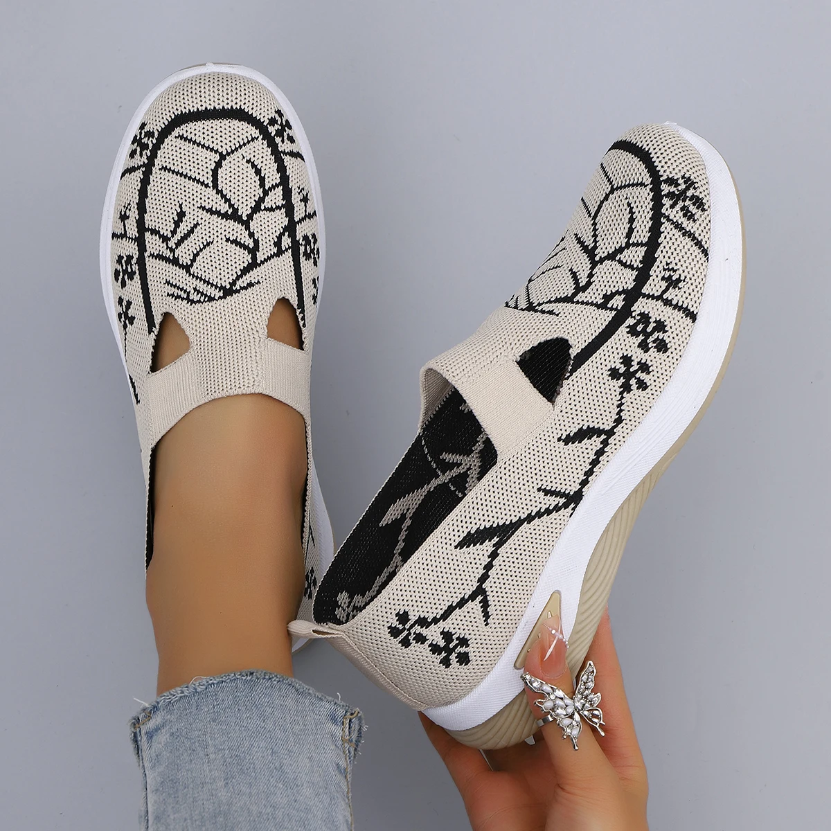 Spring New Women's Casual Sports Shoes Comfortable, Breathable, Lightweight, Wear Resistant Lazy Shoes, Soft Soled Flat Shoes 17 Sa5ed9426049748f3a2185a733ade8bccv