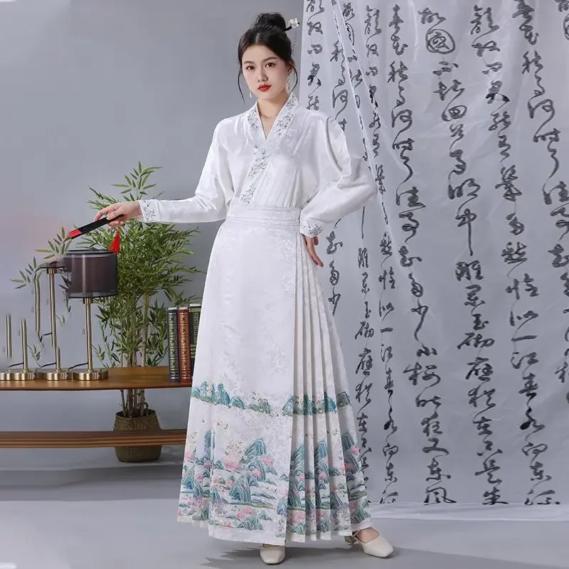 Оригинальная Женская юбка Hanfu в национальном стиле с изображением лошади и рукавом летательного аппарата, Повседневная Свободная юбка для празднования дня рождения, банкета, костюм с изображением лошади 
Оригинальная Женская юбка Hanfu в национальном стиле с изображением лошади и рукавом летательного аппарата, Повседневная Свободная юбка для празднования дня рождения, банкета, костюм с изображением лошади