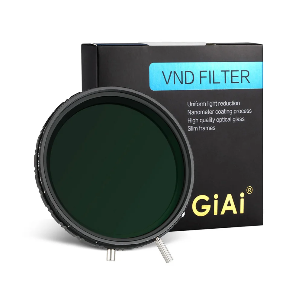 

GiAi Pro ND2-ND32 Variable ND Filter No X Pattern Nano Coating Neutral Density Camera Lens 82mm 77mm 72mm 67mm