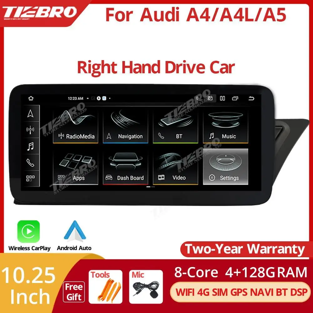 TIEBRO 10.25" Android12 Car Radio Stereo For Audi A4 A4L A5 RHD 2009-2017 Touch Screen Bluetooth Carplay Multimedia Player 
TIEBRO 10.25" Android12 Car Radio Stereo For Audi A4 A4L A5 RHD 2009-2017 Touch Screen Bluetooth Carplay Multimedia Player