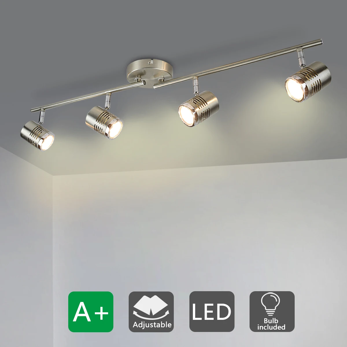 

Depuley LED Ceiling Track Light Kits Flush Mounted Ceiling SpotLight GU10 Bulbs(Included) for Kitchen, Dining Room
