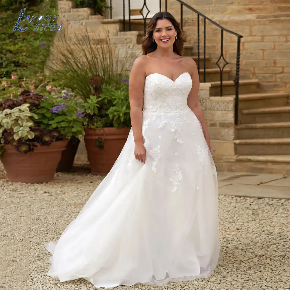 

LAYOUT NICEB Romantic Sweetheart Neck Wedding Dress Classic Plus Size Lace up Bride Gowns Appliques A-Line Vestido De Novia 2024