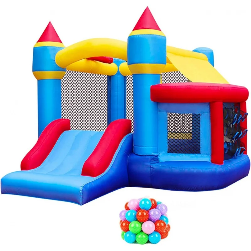 

RETRO JUMP Inflatable Bounce House, Bouncy for Outdoor, Kids with Jumping Ball Pit & Bask