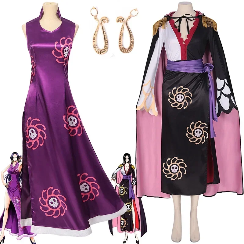 

Anime Seven Warlords Sea Empire Snake Boa Hancock Cosplay Costume Halloween Carnival Party Sexy Purple Woman Fancy Dress
