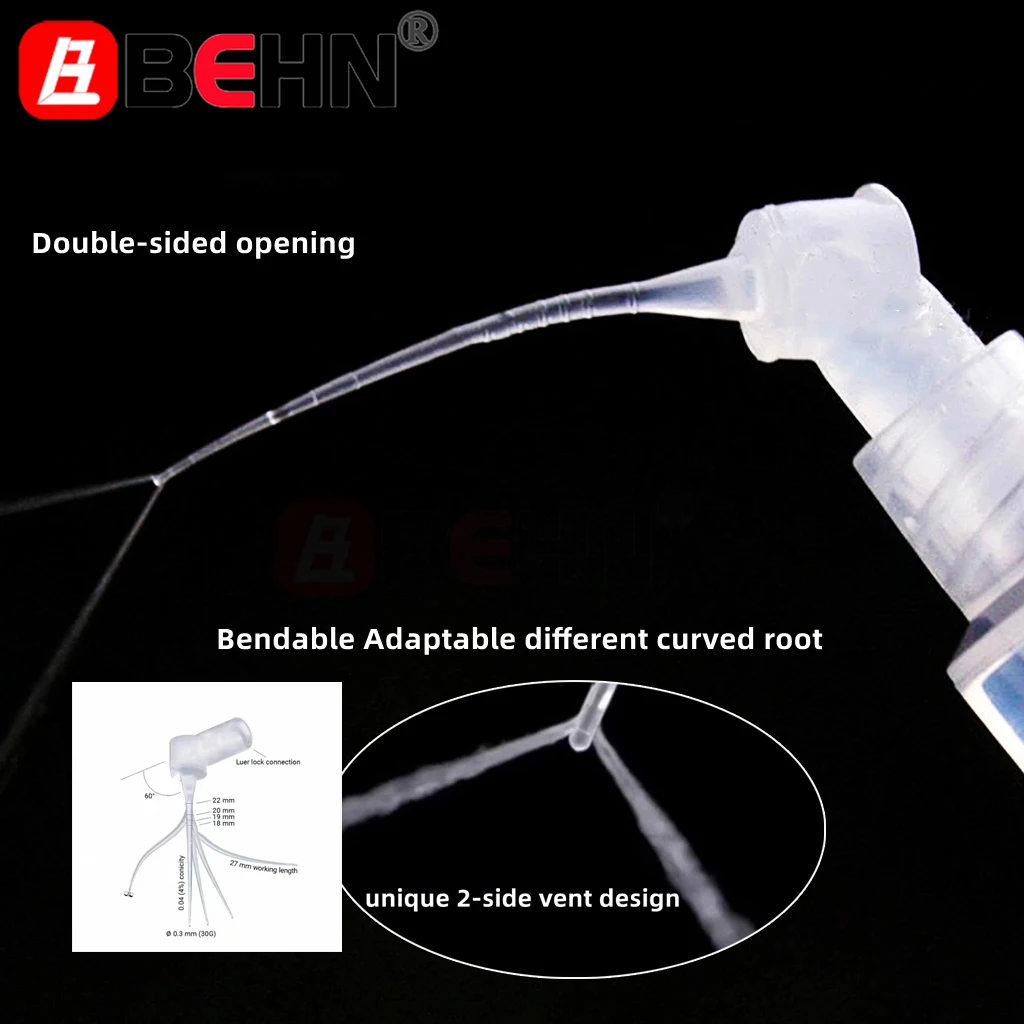 

2-50pc Dental Irrigation Endo Tip 30G Elbow Double Side Hole For Root Canal Cleaning Syringe Bilateral Opening Irrigation Needle