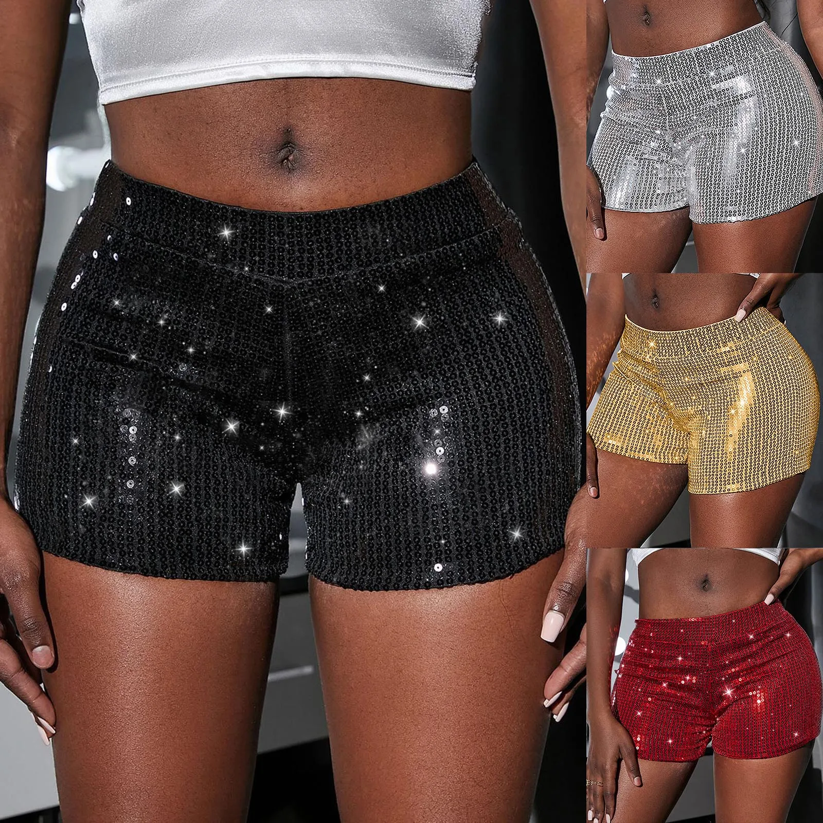 

Women Sexy Shiny Sequins Casual Bar Shorts Mini Hot Booty Short Pants Mujer Nightclub Loose Comfy Cortos Clothing Clubwear