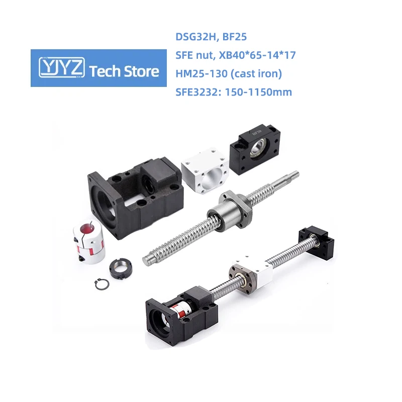 High-precision ball screw, 3232 screw+SFE nut+HM25-130 (cast iron)+BF25+DSG32H+XB40*65-14*17(C7)/(C5)
High-precision ball screw, 3232 screw+SFE nut+HM25-130 (cast iron)+BF25+DSG32H+XB40*65-14*17(C7)/(C5)