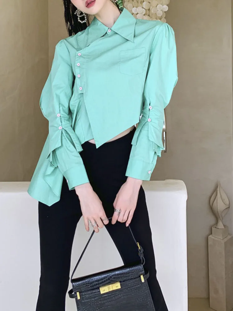 Укороченные топы, корейские блузки для женщин, рубашки с длинным рукавом и оборками в стиле Харадзюку Y2k, модная Асимметричная блузка 2023, женские блузки 
Укороченные топы, корейские блузки для женщин, рубашки с длинным рукавом и оборками в стиле Харадзюку Y2k, модная Асимметричная блузка 2023, женские блузки