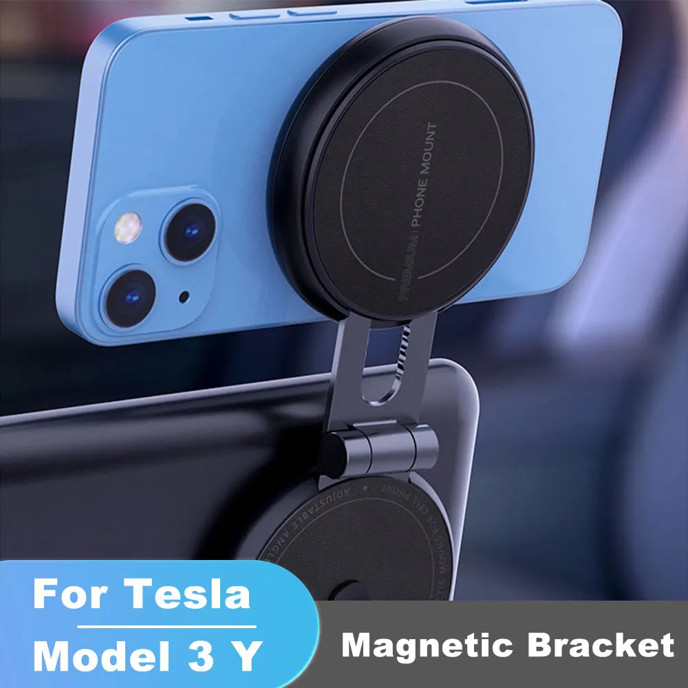 

Hidden Magnetic Car Phone Holder For Tesla Model 3 Y Mobile Stand Magnet Support Cell Phone Mount Magsafe Charging Bracket