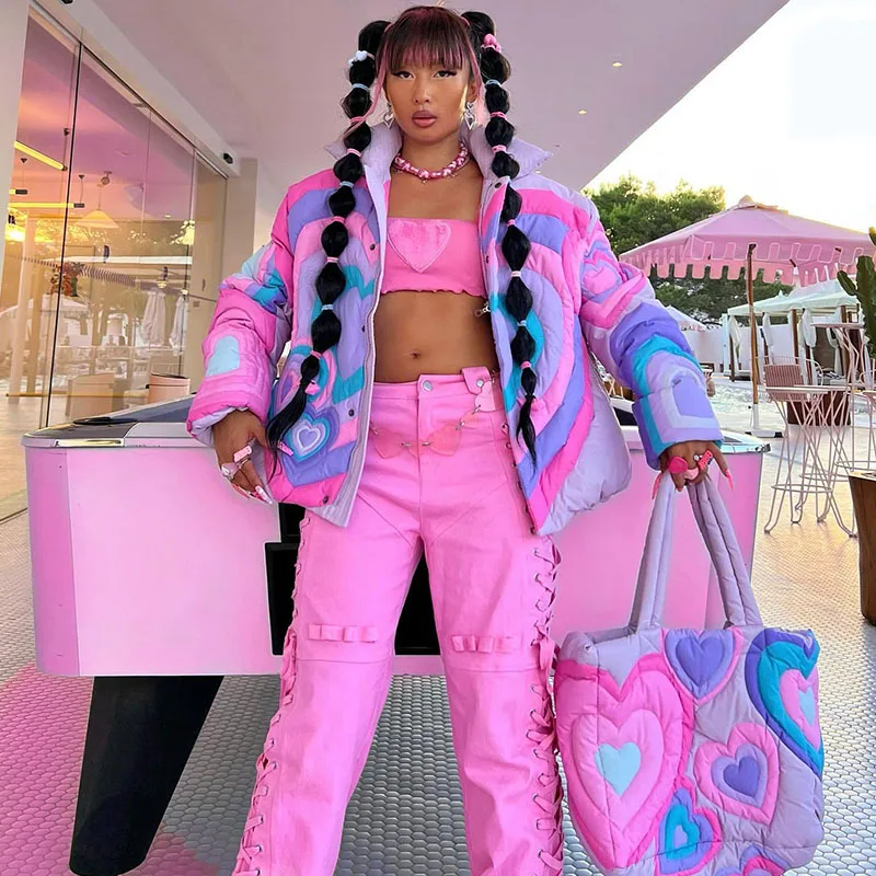 Streetwear Rainbow Love Print Winter Jacket Women Clothing Long Sleeve Zipper Thick Bubble Coats Outwears Chamarras Para Mujeres
Streetwear Rainbow Love Print Winter Jacket Women Clothing Long Sleeve Zipper Thick Bubble Coats Outwears Chamarras Para Mujeres