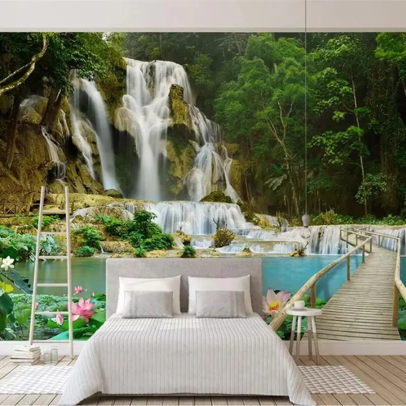 

wellyu Custom wallpaper 3d photo murals landscape waterfall background wall paper living room high-grade mural papel de parede