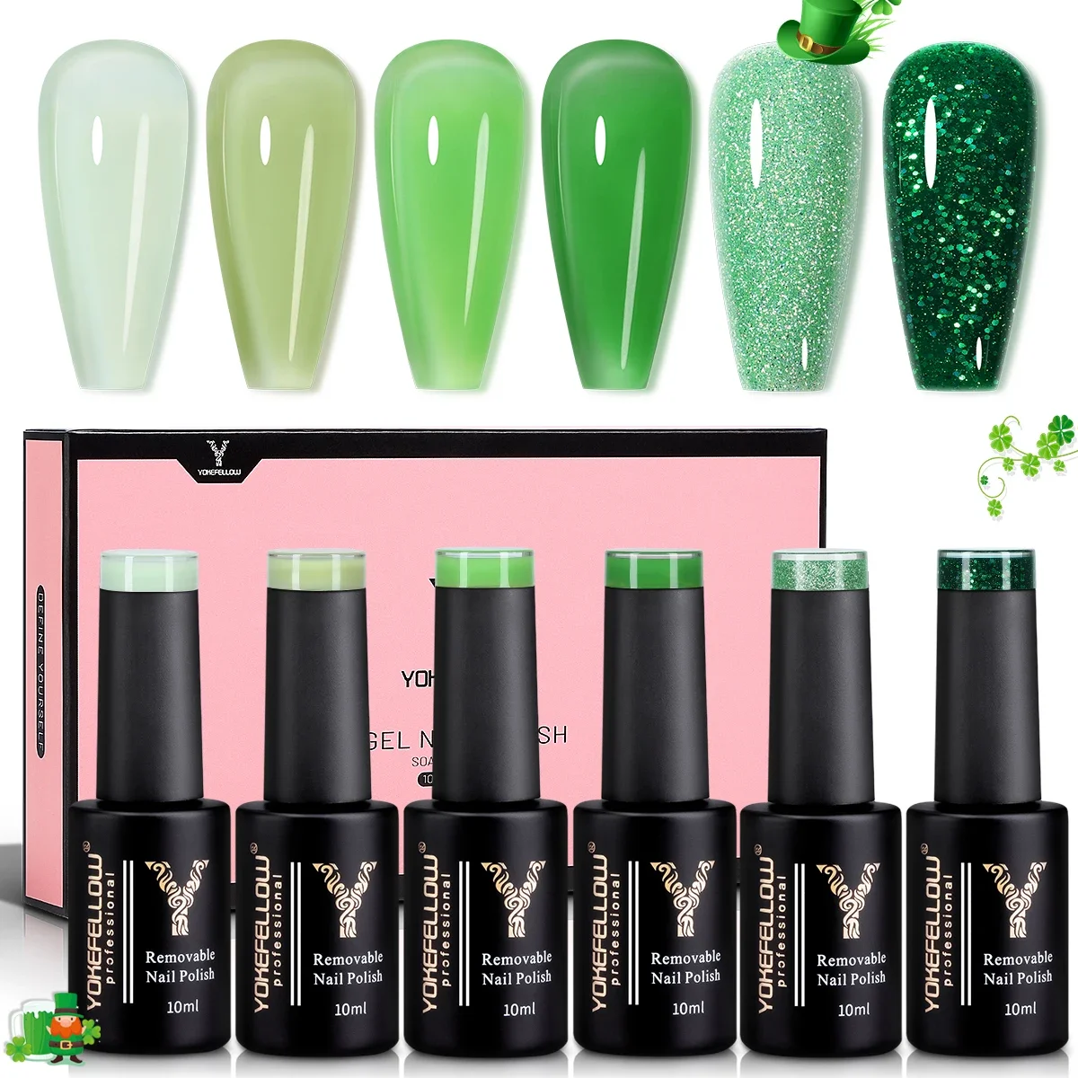 

NEW YOKEFELLOW Jelly Nude Green Gel Nail Polish 10ml Sheer Neutral Translucent Soak Off Gel Polish UV Light Cure for Nail ArtDIY