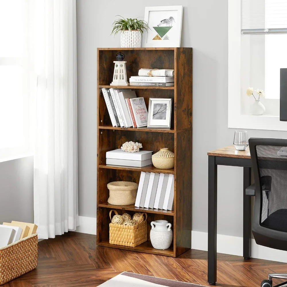Bookshelf, 5-Tier Open Bookcase with Adjustable Storage Shelves, Floor Standing Unit, Rustic Brown
Bookshelf, 5-Tier Open Bookcase with Adjustable Storage Shelves, Floor Standing Unit, Rustic Brown