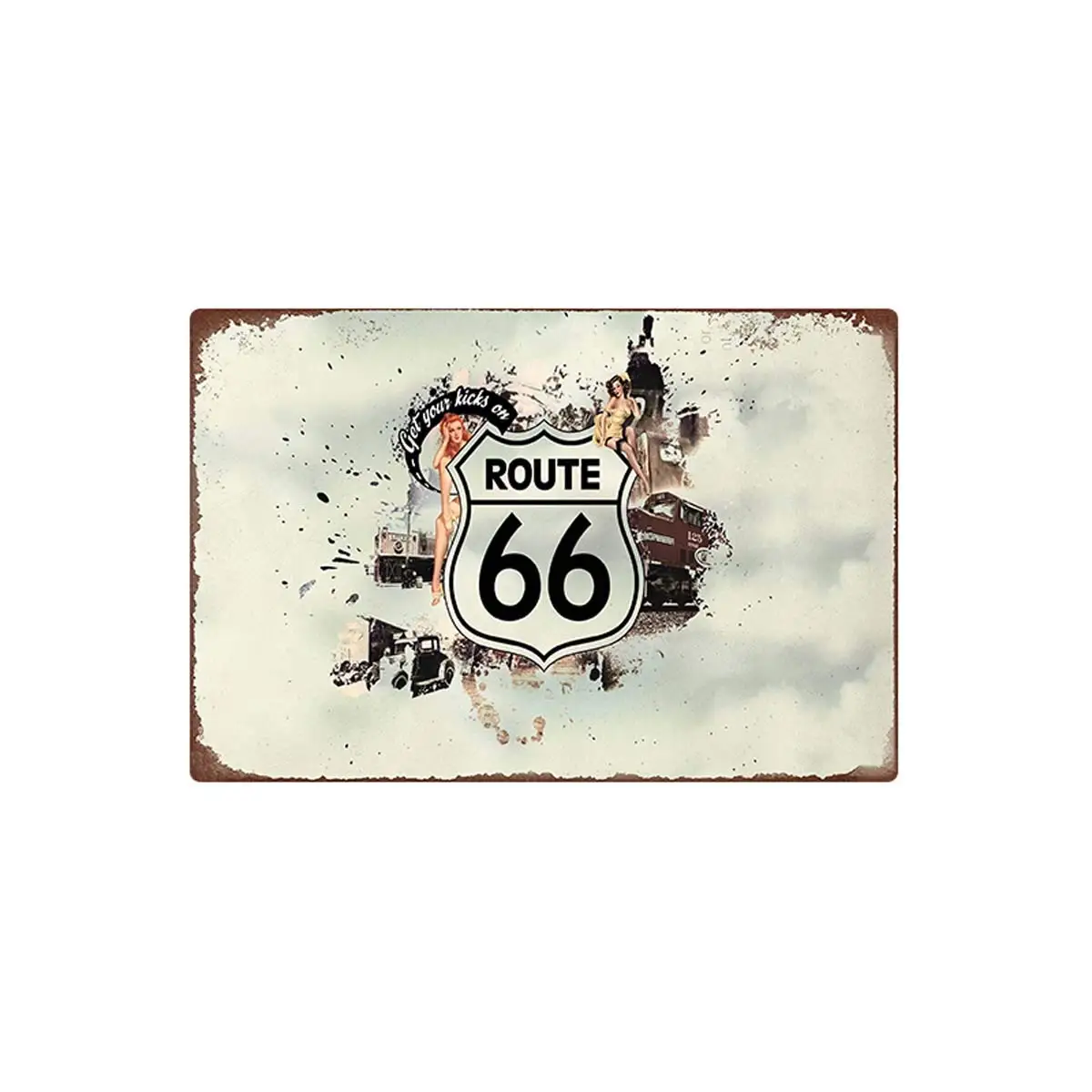 

Metal Vintage Tin Sign Decor-Route 66 for Grage Bar Pub Shop Retro Wall Art Sign 12" X 8" (Route 66(6))