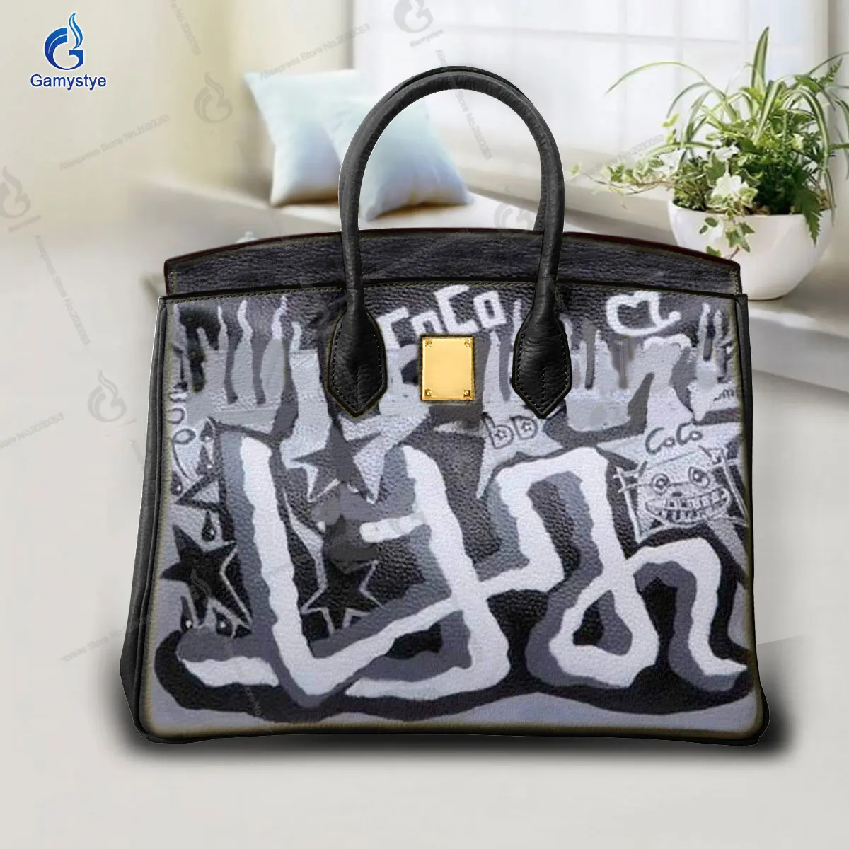 

40CM New COOL High Quality Women Genuine Leather Handbag BIG Capacity Bag Soft Cowhide Shoulder Bags Lady Art Hand Painted