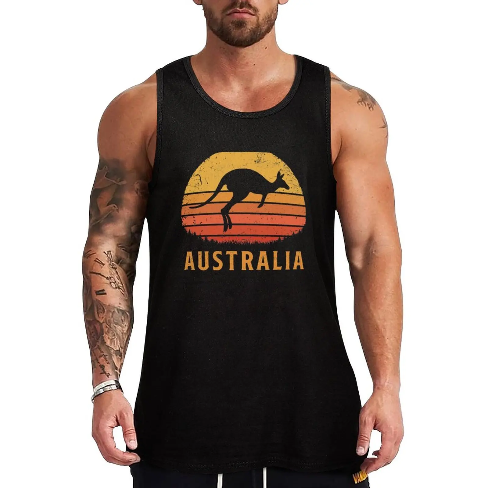 

New Australia Retro Kangaroo Tank Top gym men sports suits Men's clothes luxury style Men's t-shirts