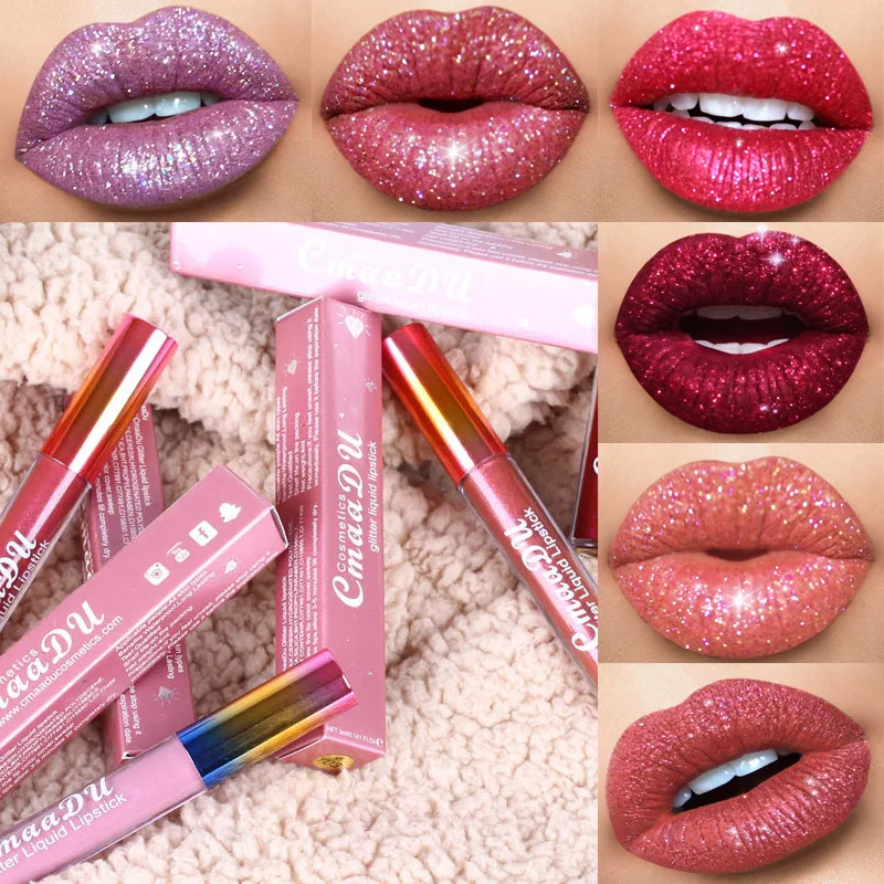 

6 Colors Diamond Metallic Lip Gloss Waterproof Long-lasting Shimmer Glitter Pearl Lip Glaze Matte Sexy Liquid Lipstick Makeup