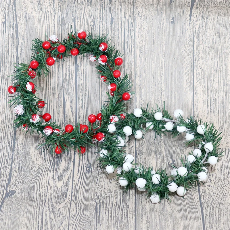 

Christmas Wreath Garland Ornament Pine Needle Candlestick Decorations Simulated Red Berry Holiday Party Supplies