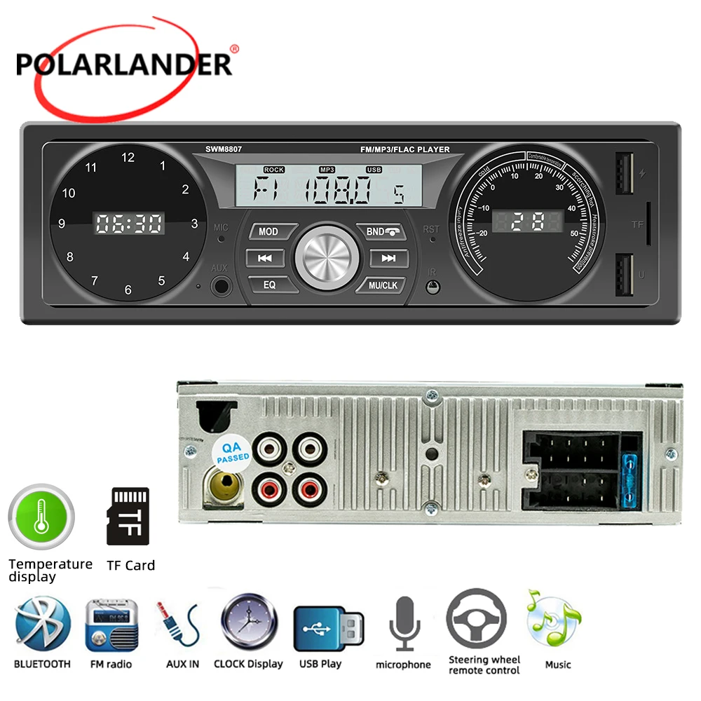 Car Radio Time Display Bluetooth Accessories 12V MP3 Player Temperature Display Car Stereo 1 DIN FM USB/aux 60W*4
Car Radio Time Display Bluetooth Accessories 12V MP3 Player Temperature Display Car Stereo 1 DIN FM USB/aux 60W*4