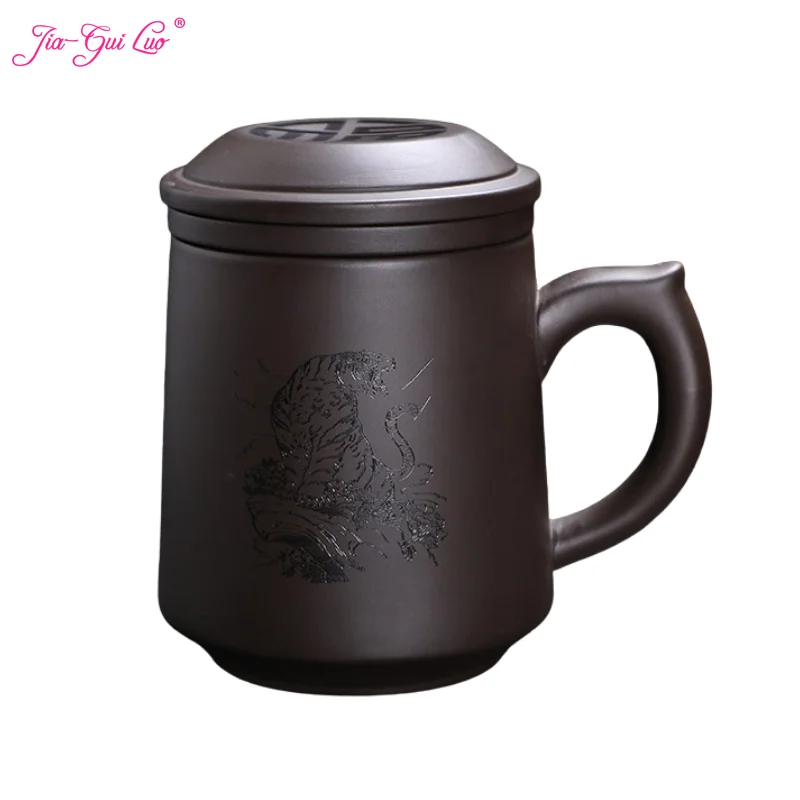 

JIA GUI LUO-Teacup with Lid Filter, Office Mark Cup, Portable Drinking Utensils, Purple Clay, Personality Tea Set, I001, 400ml