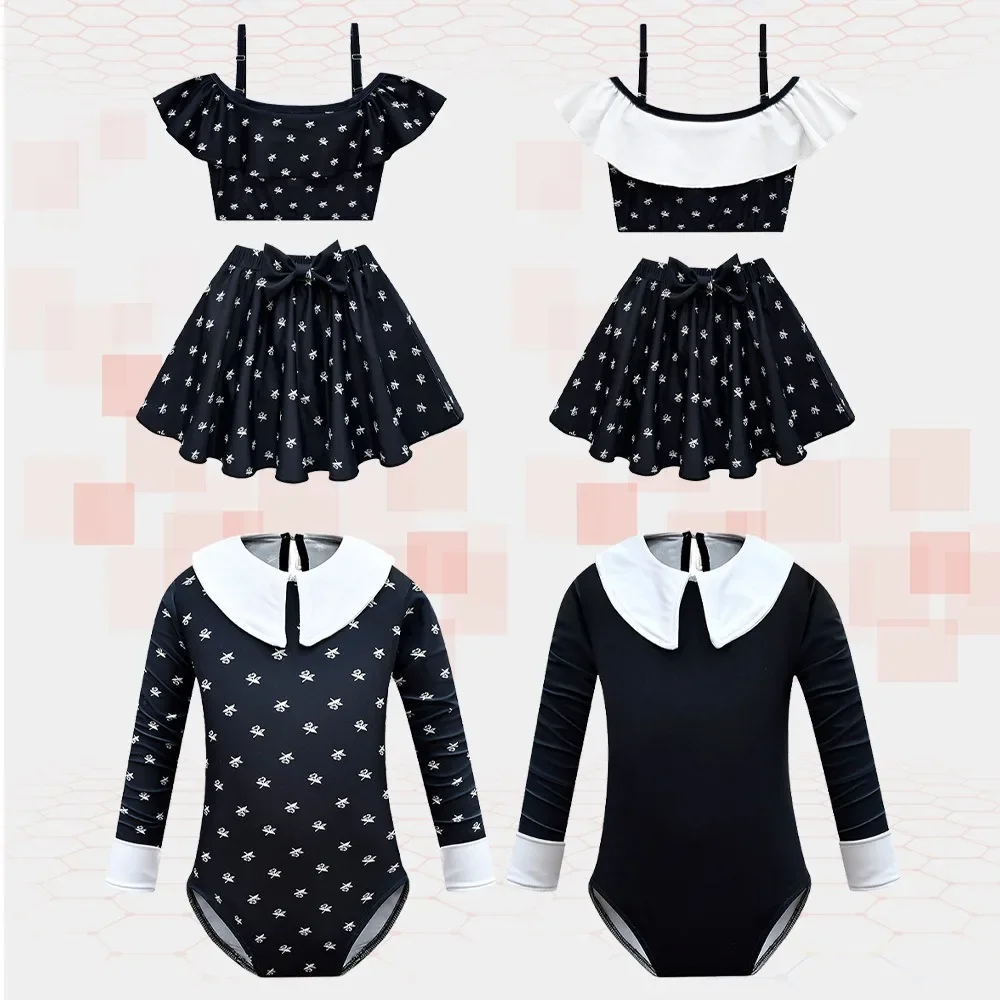 Movie Wednesday Cosplay Swimsuit Girls Vintage Versatile Black Floral Bathing Suit Kids Addams Role Play Costume Halloween Party
Movie Wednesday Cosplay Swimsuit Girls Vintage Versatile Black Floral Bathing Suit Kids Addams Role Play Costume Halloween Party